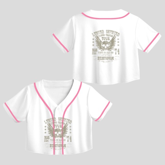 Discover Lynyrd Skynyrd 1974, distressed Crop Top Baseball Jerseys, Lynyrd Skynyrd rock band Crop Top Baseball Jerseys
