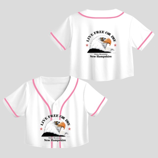 Discover 80s Live Free Or Die New Hampshire White Mountains Eagle 1985 Crop Top Baseball Jerseys
