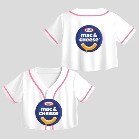 Discover heinz kraft mac cheese macaroni big chest logo Crop Top Baseball Jerseys