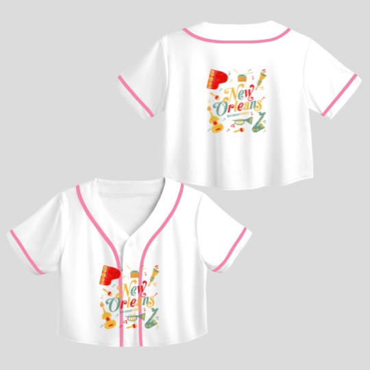Discover New Orleans Louisiana Music Lovers Crop Top Baseball Jerseys Bourbon Street Crop Top Baseball Jerseys