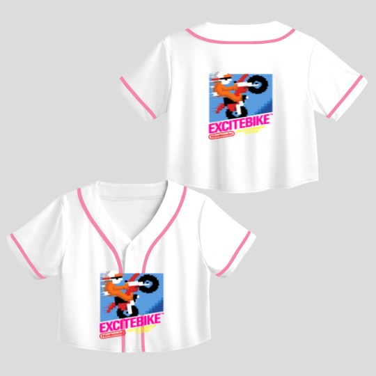 Discover NES Excitebike Transparent Crop Top Baseball Jerseys