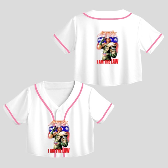 Discover Anthrax Crop Top Baseball Jerseys Judge Dredd I AM THE LAW Crop Top Baseball Jerseys NEW Heavy Metal Band