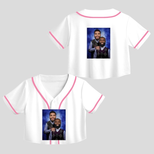 Discover Jayson Tatum and Jaylen Brown "Step Brothers" Portrait Crop Top Baseball Jerseys