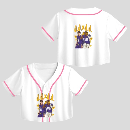 Discover Heavyweight Justin Jefferson x J.J. McCarthy "Championship Mindset" Crewneck Crop Top Baseball Jerseys