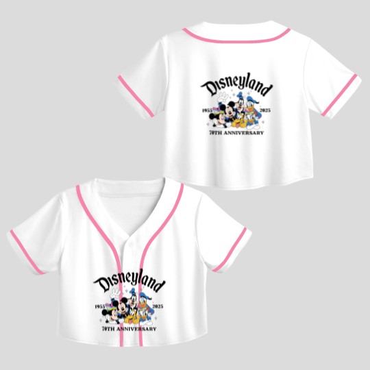 Discover Disneyyland 70th Anniversary Crop Top Baseball Jerseys, Castle Platinum Celebration 1955-2025 Crop Top Baseball Jerseys