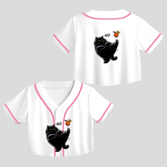 Discover No Kings in America Black Cat Crop Top Baseball Jerseys, No Kings Crop Top Baseball Jerseys, Funny Political Meme Crop Top Baseball Jerseys