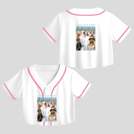 Discover Charlize Theron Vintage Bootleg Crop Top Baseball Jerseys, Charlize Theron Vintage Graphic Crop Top Baseball Jerseys