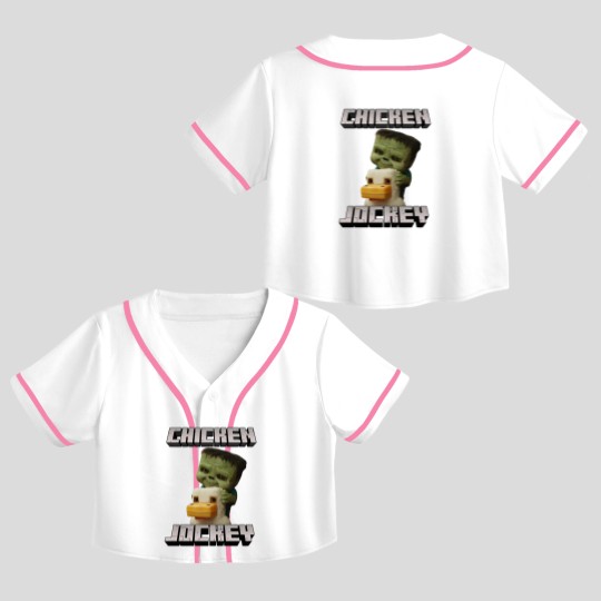 Discover Chicken Jockey Minecraft Movie Crop Top Baseball Jerseys, Minecraft Movie Crop Top Baseball Jerseys