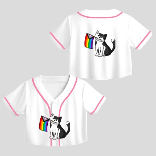 Discover Progress Pride  Pride Cat Crop Top Baseball Jerseys