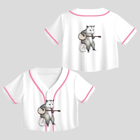 Discover Opossum Playing Banjo Guitar Possum Live Weird Trash Kitty Crop Top Baseball Jerseys