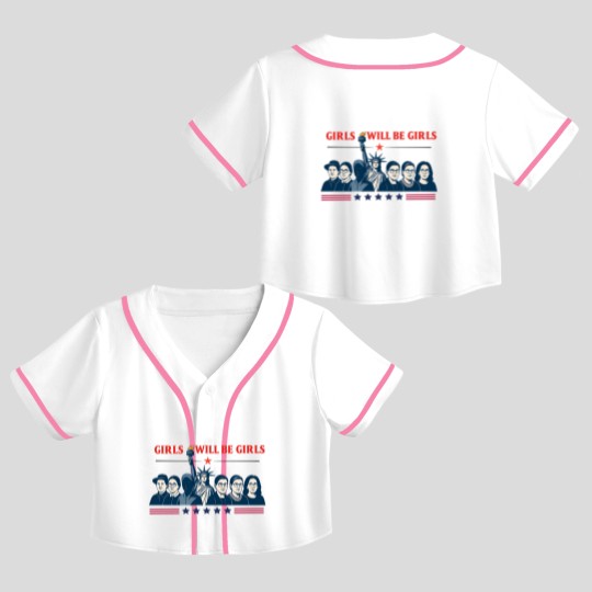 Discover Girls Will be Girls Comfort Colors Crop Top Baseball Jerseys, Patriotic Feminist 4th of July Crop Top Baseball Jerseys