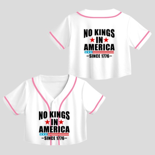 Discover No Kings in America Crop Top Baseball Jerseys Anti-Trump, Protest Crop Top Baseball Jerseys Democracy Crop Top Baseball Jerseys Protest Gift for Anti-MAGA Patriotic Crop Top Baseball Jerseys We The People No Kings In America