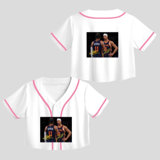 Discover Jalen Brunson and Josh Hart With Signature Vintage Crop Top Baseball Jerseys, New York Basketball Retro 90s Crop Top Baseball Jerseys