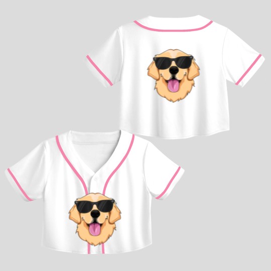 Discover Golden Retriever for Boys Girls Sunglasses Crop Top Baseball Jerseys Crop Top Baseball Jerseys