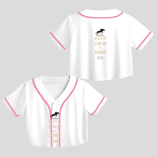 Discover Keep Calm and Jump On Horse Crop Top Baseball Jerseys