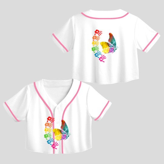 Discover Autism Awareness Day - Autism Butterfly Crop Top Baseball Jerseys