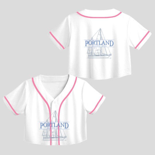 Discover Portland Maine Sailing Crop Top Baseball Jerseys