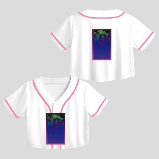 Discover Art Nouveau Ladies (blue on purple) - Art Nouveau - Crop Top Baseball Jerseys