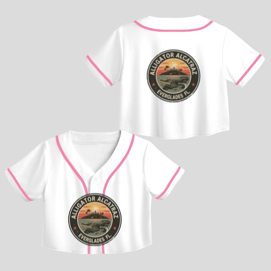 Discover Alligator Alcatraz Crop Top Baseball Jerseys, Everglades Florida Parody Crop Top Baseball Jerseys, Funny Vintage
