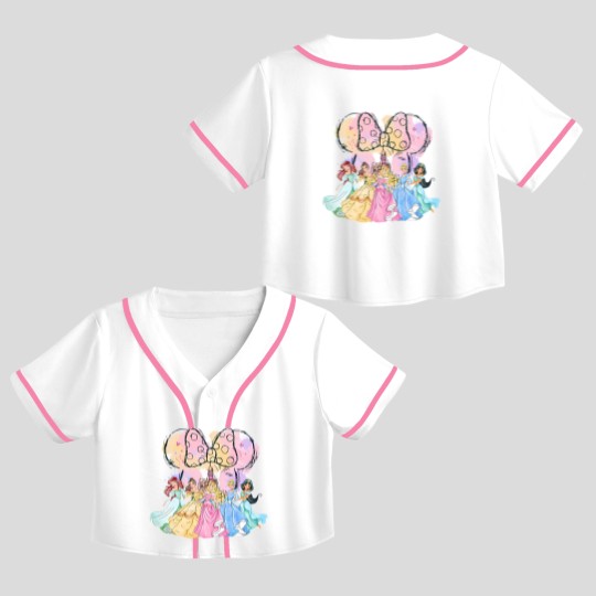 Discover Vintage Disneyyy Princess Squad Crop Top Baseball Jerseys, Watercolor Castle Crop Top Baseball Jerseys