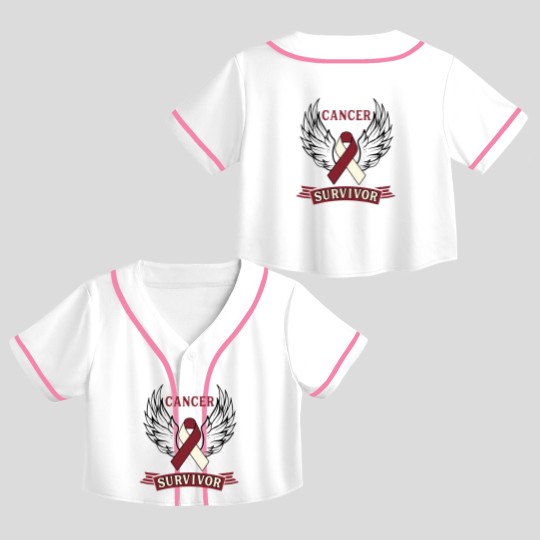 Discover Cancer Survivor Head and Neck Cancer Crop Top Baseball Jerseys
