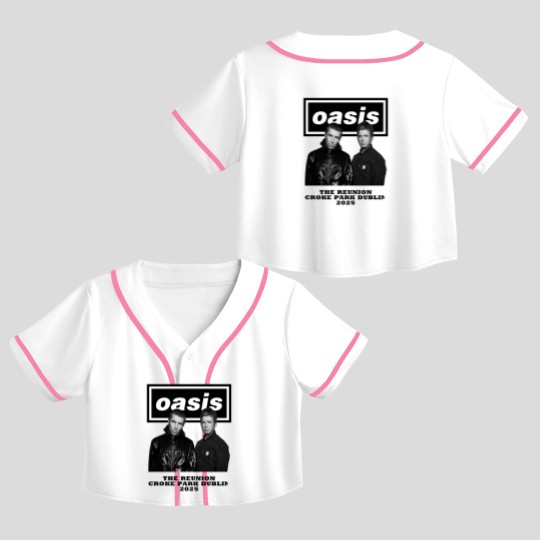 Discover Oasis Croke Park Dublin 2025 The Reunion graphic Crop Top Baseball Jerseys