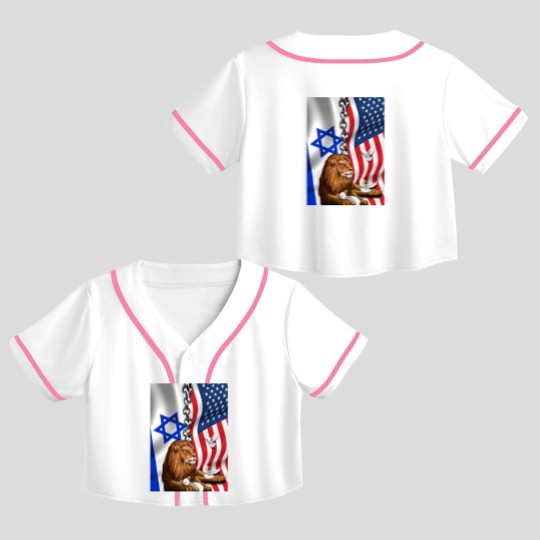 Discover American Israel Israeli Flag, Lion Of Judah American Israeli Flag Crop Top Baseball Jerseys