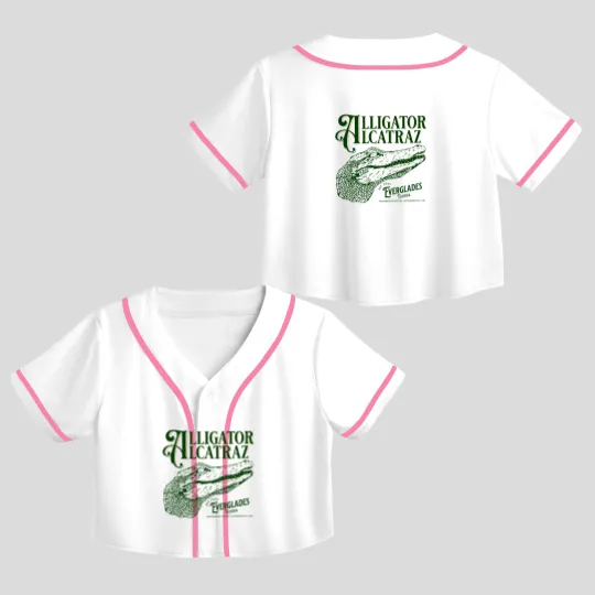 Discover Alligator Alcatraz Crop Top Baseball Jerseys, Everglades Florida Parody,  Swamp Humor Crop Top Baseball Jerseys, Dark Humor Crop Top Baseball Jerseys