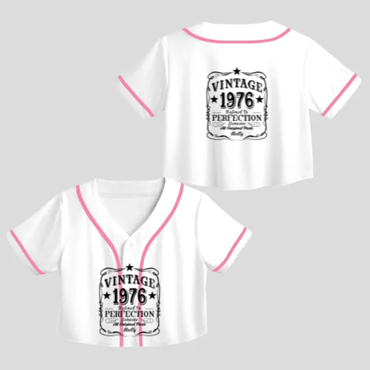 Discover Vintage 1976 Crop Top Baseball Jerseys, 47th Birthday Gift, 47th Birthday Crop Top Baseball Jerseys