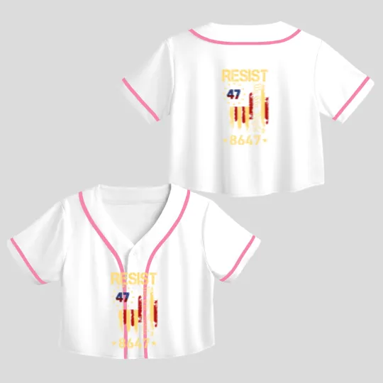 Discover Anti Trump 8647 86 47 US Flag We The People Impeach 47 Unisex Crop Top Baseball Jerseys