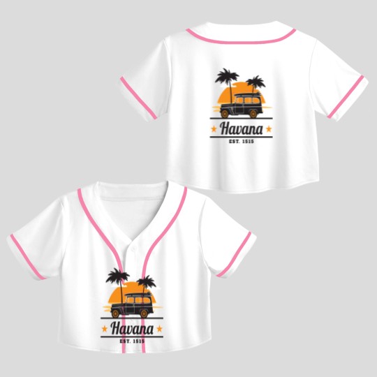 Discover Cuba Surfboards Car Havana Cuban Cubano Crop Top Baseball Jerseys
