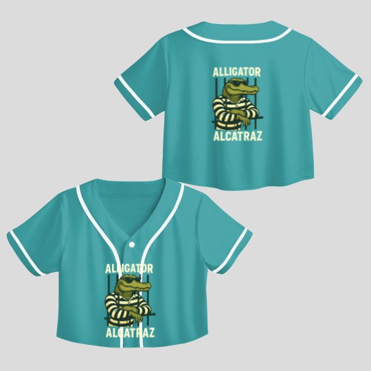 Discover Alligator Alcatraz Crop Top Baseball Jerseys Comfort Colors, Funny Gator Crop Top Baseball Jerseys, Retro Unisex Graphic Crop Top Baseball Jerseys