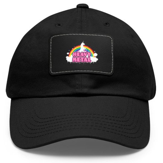 Discover HEAVY METAL! (Funny Unicorn / Rainbow Mosh Parody Dad Hat With Leather Patch