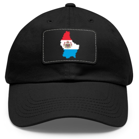 Discover Luxembourg Map Flag With Stroke And Coat Of Arms Dad Hat With Leather Patch