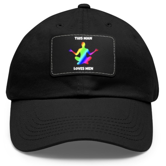 Discover This Man loves Men rainbow colors gay men Dad Hat With Leather Patch