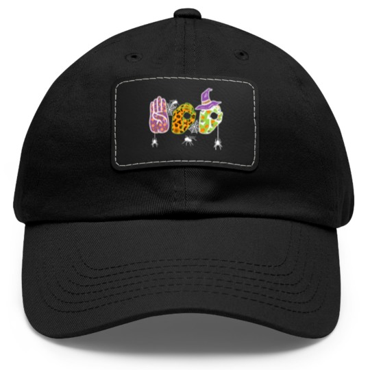 Discover Boo American Sign Language Pride ASL Halloween Dad Hat With Leather Patch