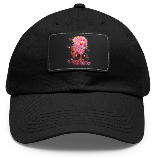 Discover In October We Wear Pink Black Woman Breast Cancer Awareness Dad Hat With Leather Patch