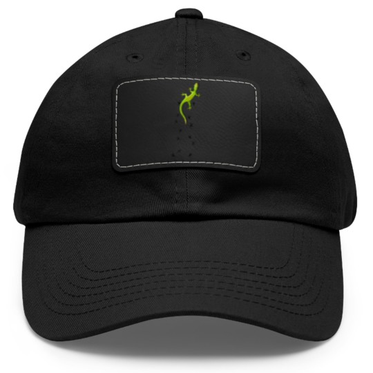 Discover Cute Lizard Reptile With Tracks Climbing Gecko Dad Hat With Leather Patch