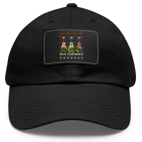 Discover Mele Kalikimaka Ukulele Guitar  Dad Hat With Leather Patch