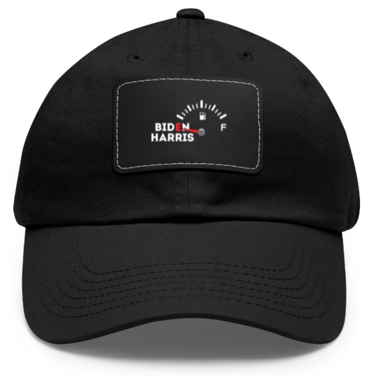 Discover Funny Biden Gas Dad Hat With Leather Patch | Empty Fuel Tank Gas Shortage Dad Hat With Leather Patch