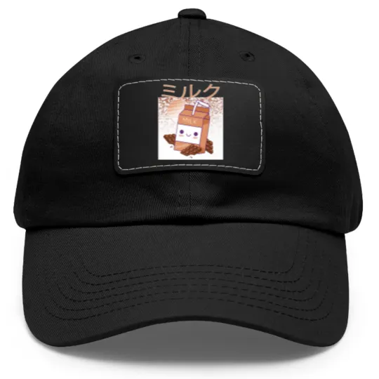 Discover Retro 90s Japanese Kawaii Chocolate Milk Shake Carton Dad Hat With Leather Patch