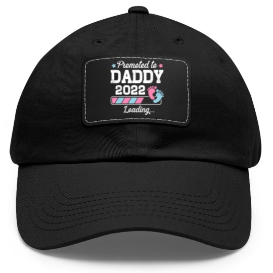 Discover Promoted To Daddy Funny Family With Cute Footprint Dad Hat With Leather Patch