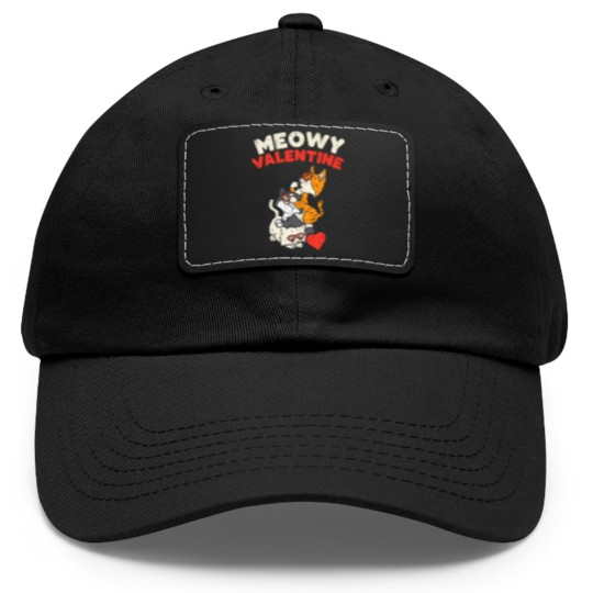 Discover Meowy Valentine Cats Kitten Cat Valentines Day Dad Hat With Leather Patch