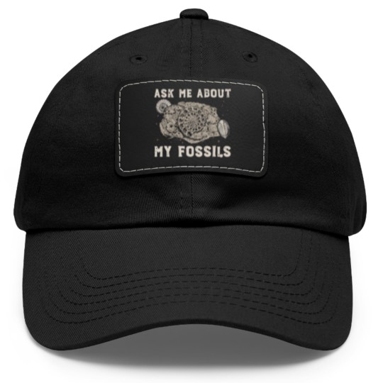 Discover Fossil Collector | Paleontologist Fossil Dino Gift Dad Hat With Leather Patch