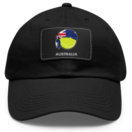 Discover Australia Mens Tennis Top for Australian players, Dad Hat With Leather Patch