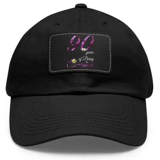 Discover 90 Year Old Dad Hat With Leather Patch Awesome Floral 1930 90Th Birthda Dad Hat With Leather Patch