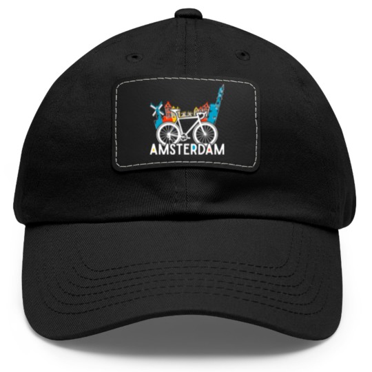 Discover Amsterdam bike in Holland Dad Hat With Leather Patch