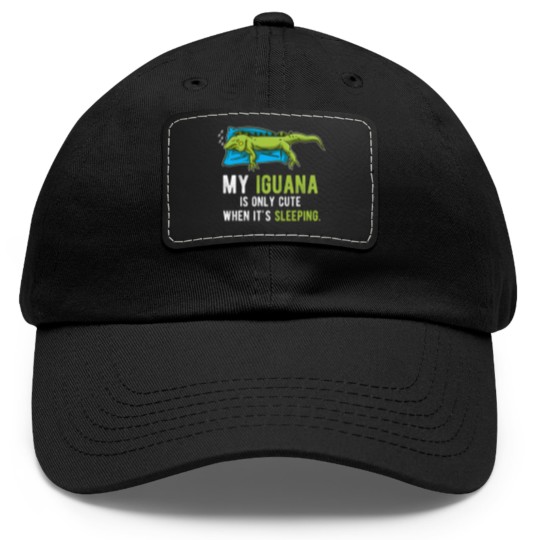 Discover Lazy Pet Reptile Lizard Animal Sleeping Iguana Dad Hat With Leather Patch