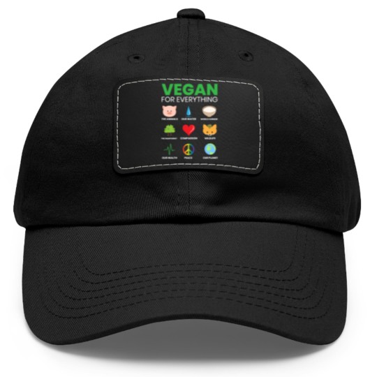 Discover Vegan for Everything Veganism Vegan Nutrition Dad Hat With Leather Patch