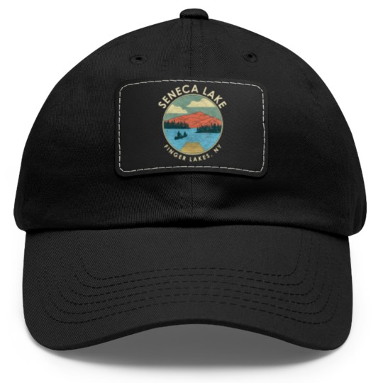 Discover Finger Lakes NY New York Seneca Lake print Dad Hat With Leather Patch
